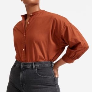 Everlane The Collarless Air Shirt size 12 Rust color